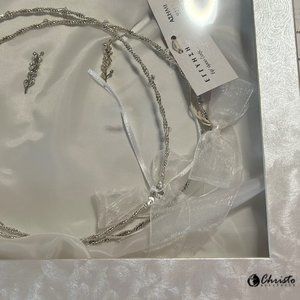 Sterling 925 Silver Orthodox Stefana - double twisted silver & white Swarovski
